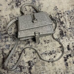 H&M Mini Silver Glitter Holiday Bag with Removable Straps